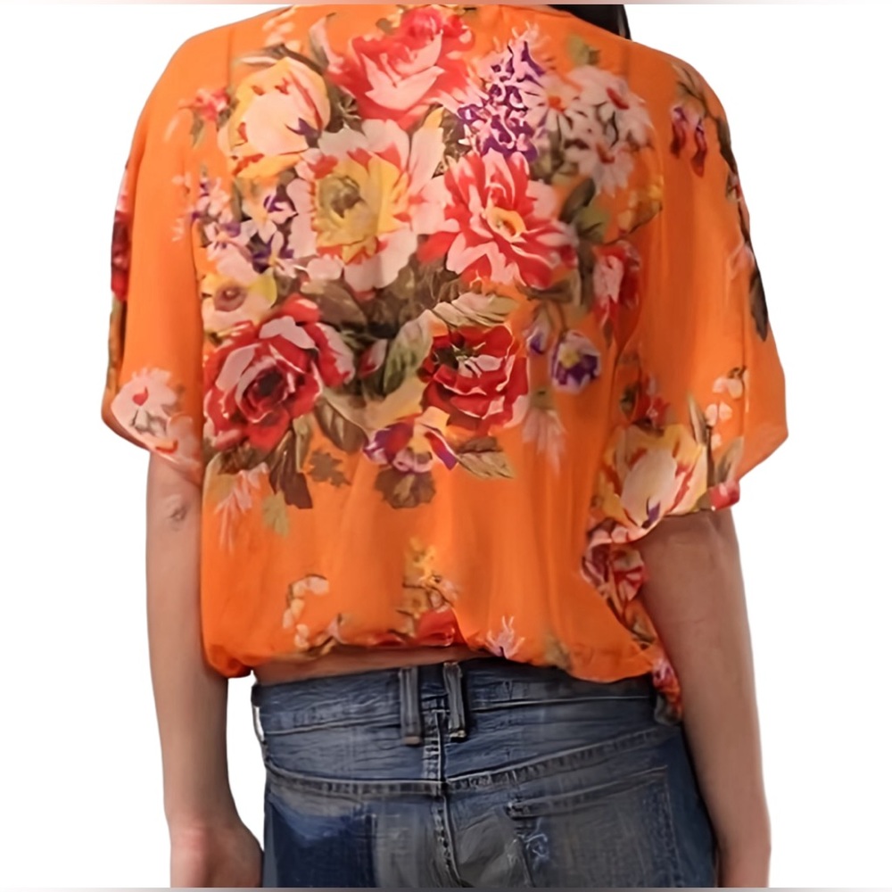 🌺Free People Beaded Sheer Genius Floral Chiffon Blouse🌸🌺 - Picture 3 of 11